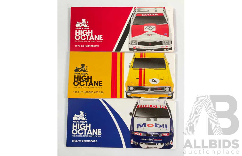 Three Australian RAM 2018 High Octane Commemorative Coloured Fifty Cent Coins