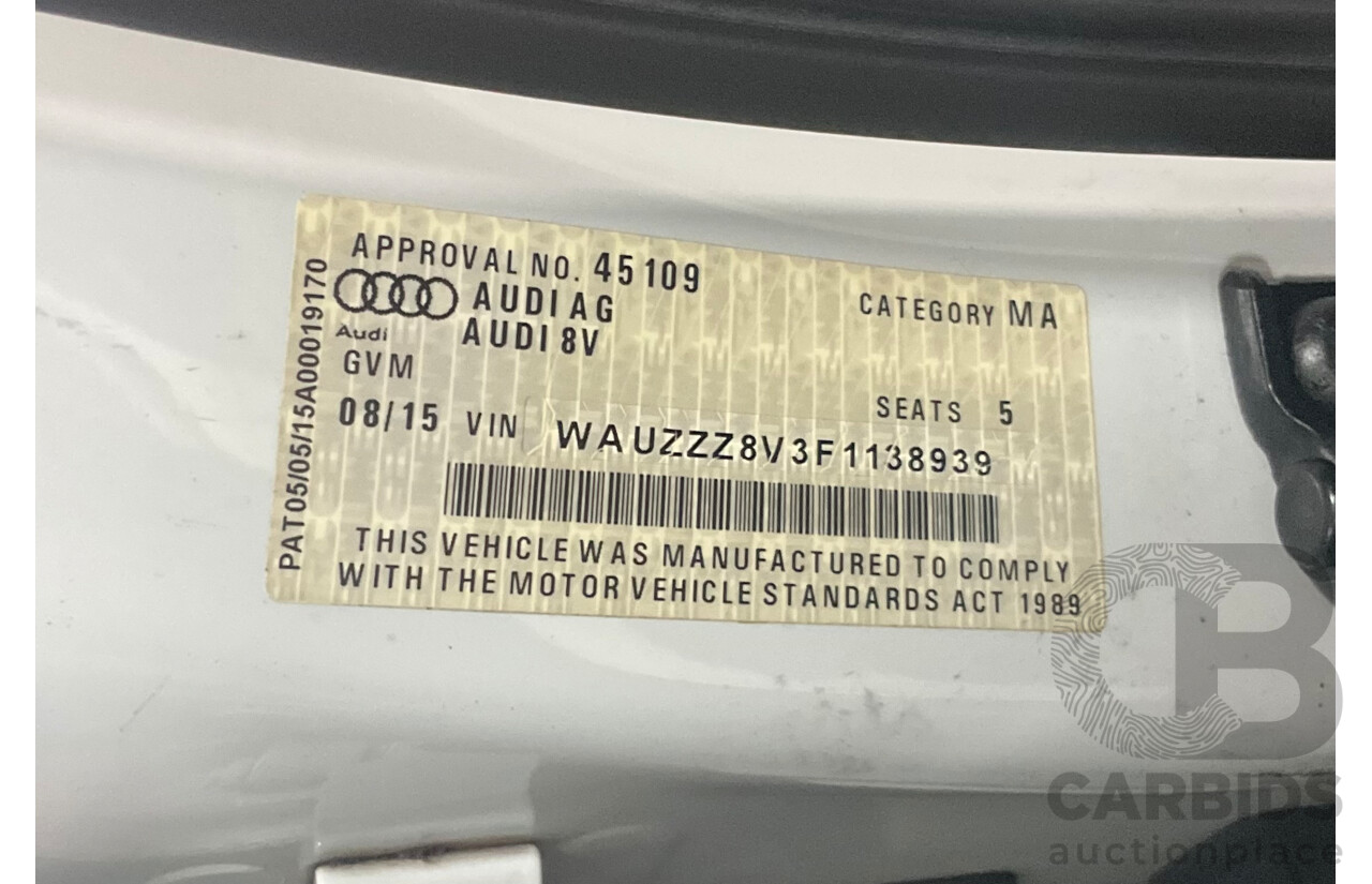 8/2015 Audi S3 2.0 TFSI Quattro 8V MY15 4d Sedan Glacier White Turbo 2.0L