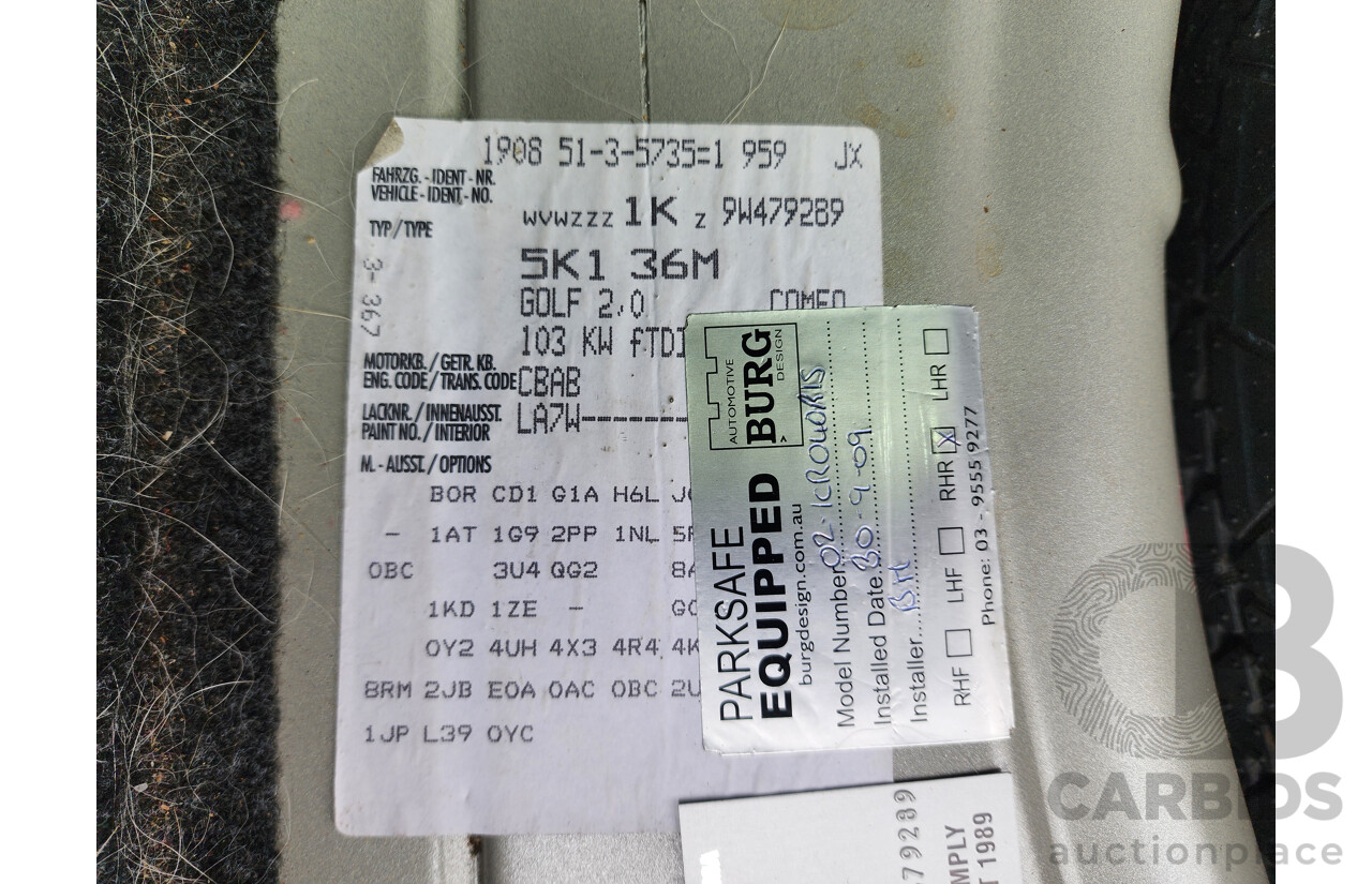 3/2009 Volkswagen Golf 2.0 TDI 1K MY09 5d Hatchback Silver 2.0L