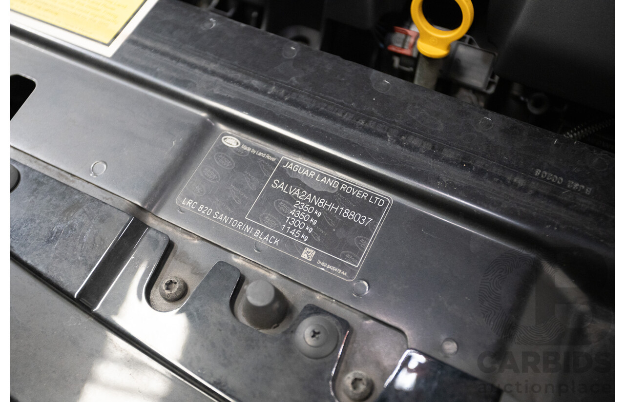 12/2016 Range Rover Evoque TD4 150 SE (AWD) LV MY17 5D Wagon Santorini Black Metallic Turbo Diesel 2.0L