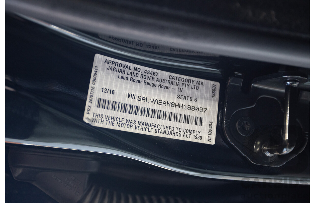 12/2016 Range Rover Evoque TD4 150 SE (AWD) LV MY17 5D Wagon Santorini Black Metallic Turbo Diesel 2.0L