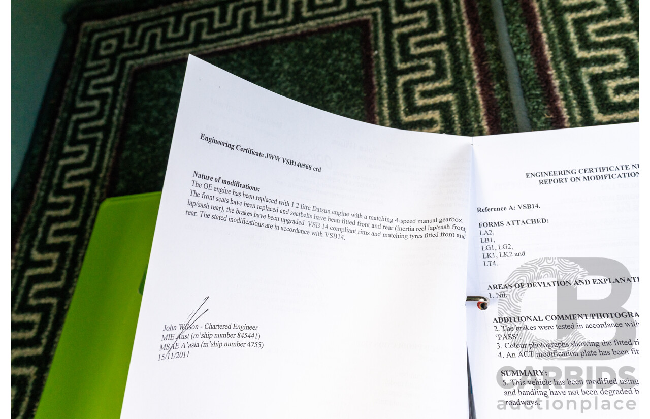 1/1959 Morris Minor 1000 Series III Light Pastel Green Datsun 1.2L - Engineered