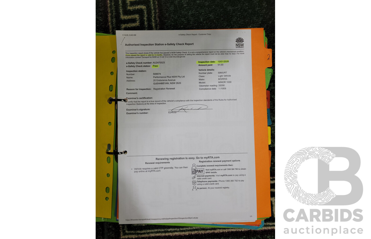 1/1959 Morris Minor 1000 Series III Light Pastel Green Datsun 1.2L - Engineered