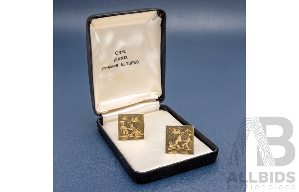 Pair of Gold Plated Sterling Silver Cuff Links - Made in Mexico