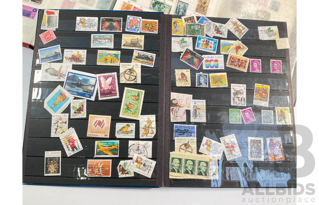 Three Albums of International Stamps Including Australia, Papua New Guinea, India, Switzerland, Italy, Germany, Indonesia, Thailand with Australian Seven Seas Album 1914 - 1971