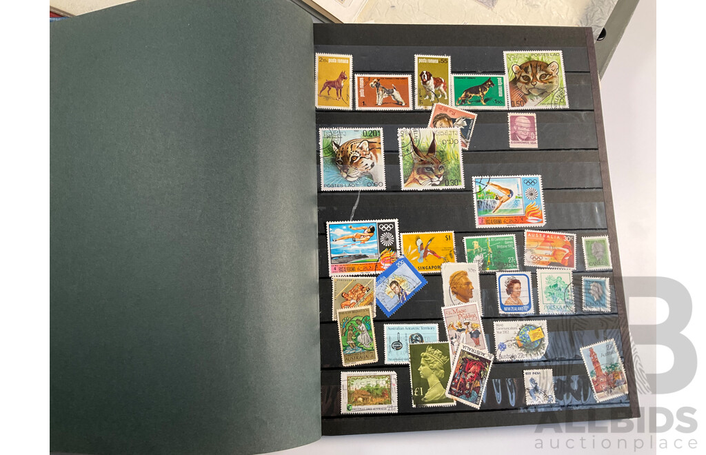 Three Albums of International Stamps Including Australia, Papua New Guinea, India, Switzerland, Italy, Germany, Indonesia, Thailand with Australian Seven Seas Album 1914 - 1971