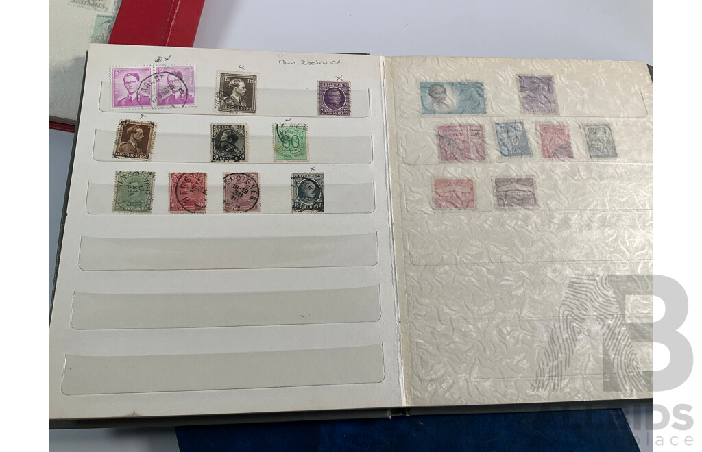 Three Albums of International Stamps Including Australia, Papua New Guinea, India, Switzerland, Italy, Germany, Indonesia, Thailand with Australian Seven Seas Album 1914 - 1971
