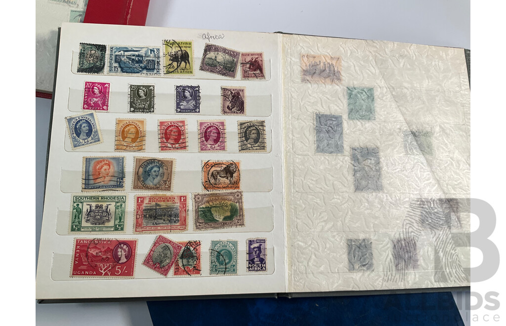 Three Albums of International Stamps Including Australia, Papua New Guinea, India, Switzerland, Italy, Germany, Indonesia, Thailand with Australian Seven Seas Album 1914 - 1971