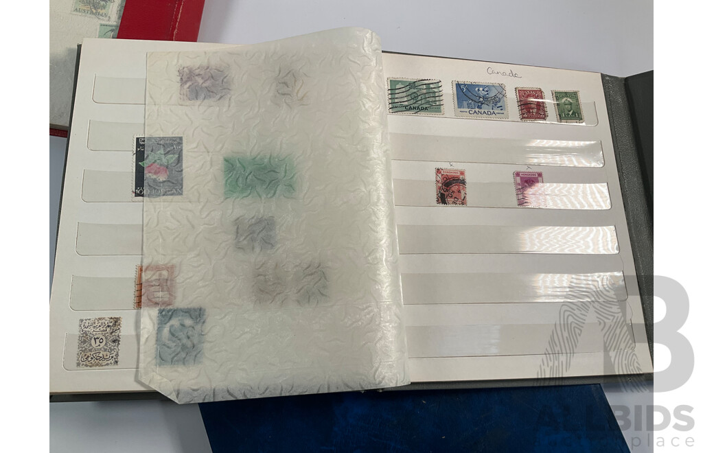 Three Albums of International Stamps Including Australia, Papua New Guinea, India, Switzerland, Italy, Germany, Indonesia, Thailand with Australian Seven Seas Album 1914 - 1971