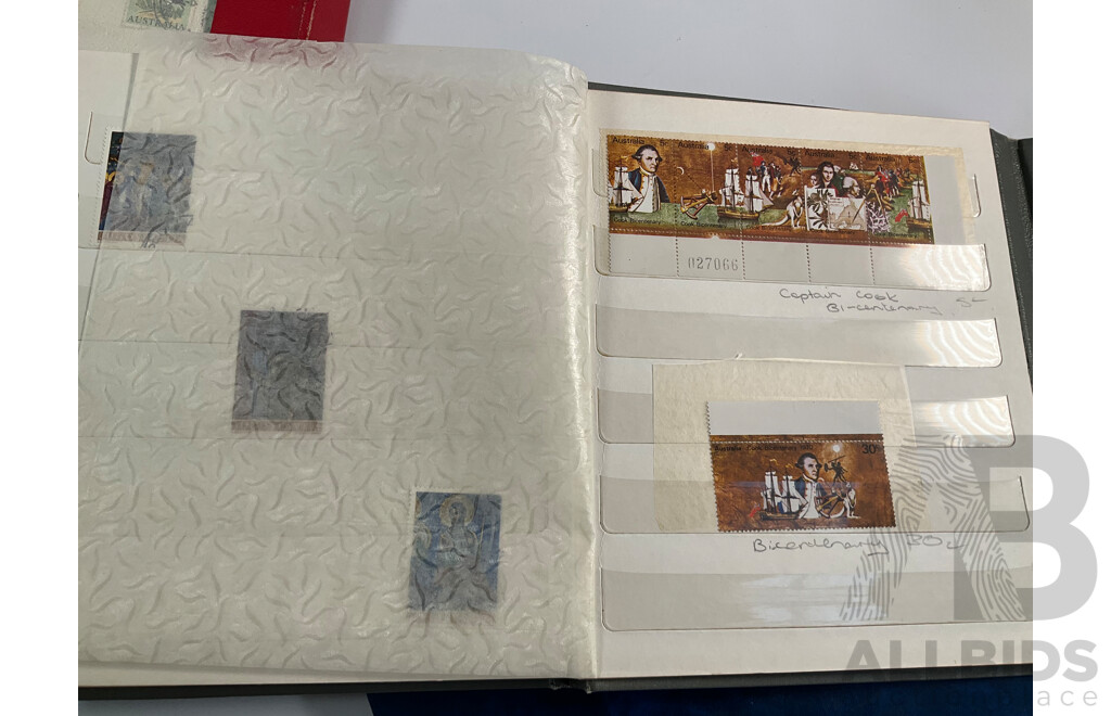 Three Albums of International Stamps Including Australia, Papua New Guinea, India, Switzerland, Italy, Germany, Indonesia, Thailand with Australian Seven Seas Album 1914 - 1971