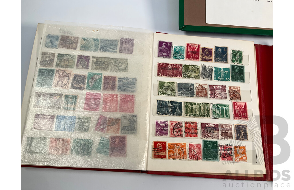 Three Albums of International Stamps Including Australia, Papua New Guinea, India, Switzerland, Italy, Germany, Indonesia, Thailand with Australian Seven Seas Album 1914 - 1971