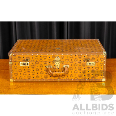 Vintage MCM Hard Shell Suitcase with Leather Handle and Number Lock