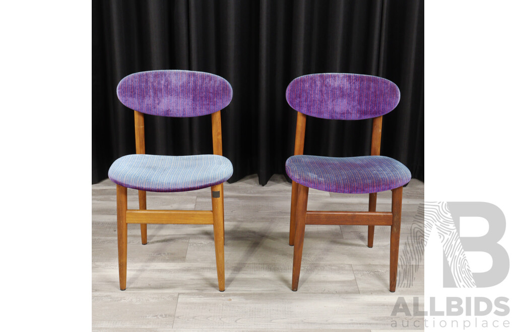 Pair of Paddle Back Dining Chairs with Upholstered Seat and Back