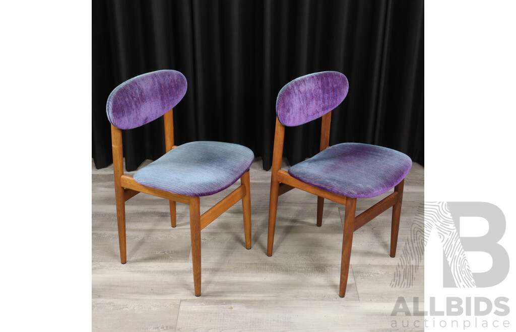 Pair of Paddle Back Dining Chairs with Upholstered Seat and Back