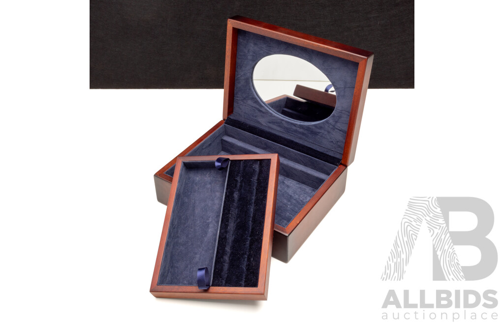 Wooden Jewellery Box with Removable Insert and Internal Mirror - by Whitehall