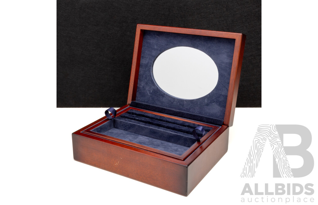 Wooden Jewellery Box with Removable Insert and Internal Mirror - by Whitehall