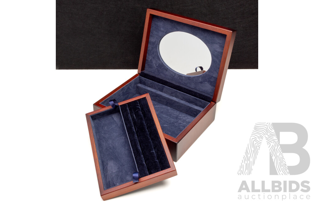 Wooden Jewellery Box with Removable Insert and Internal Mirror - by Whitehall