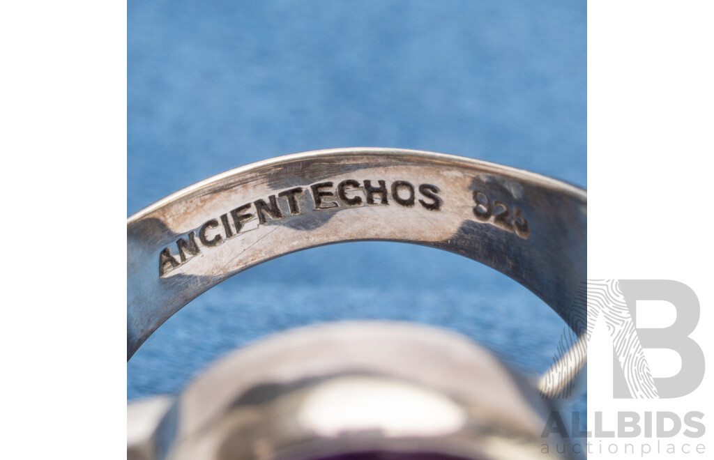 925 Sterling Silver Ring with Pear Charoite - Size R.5