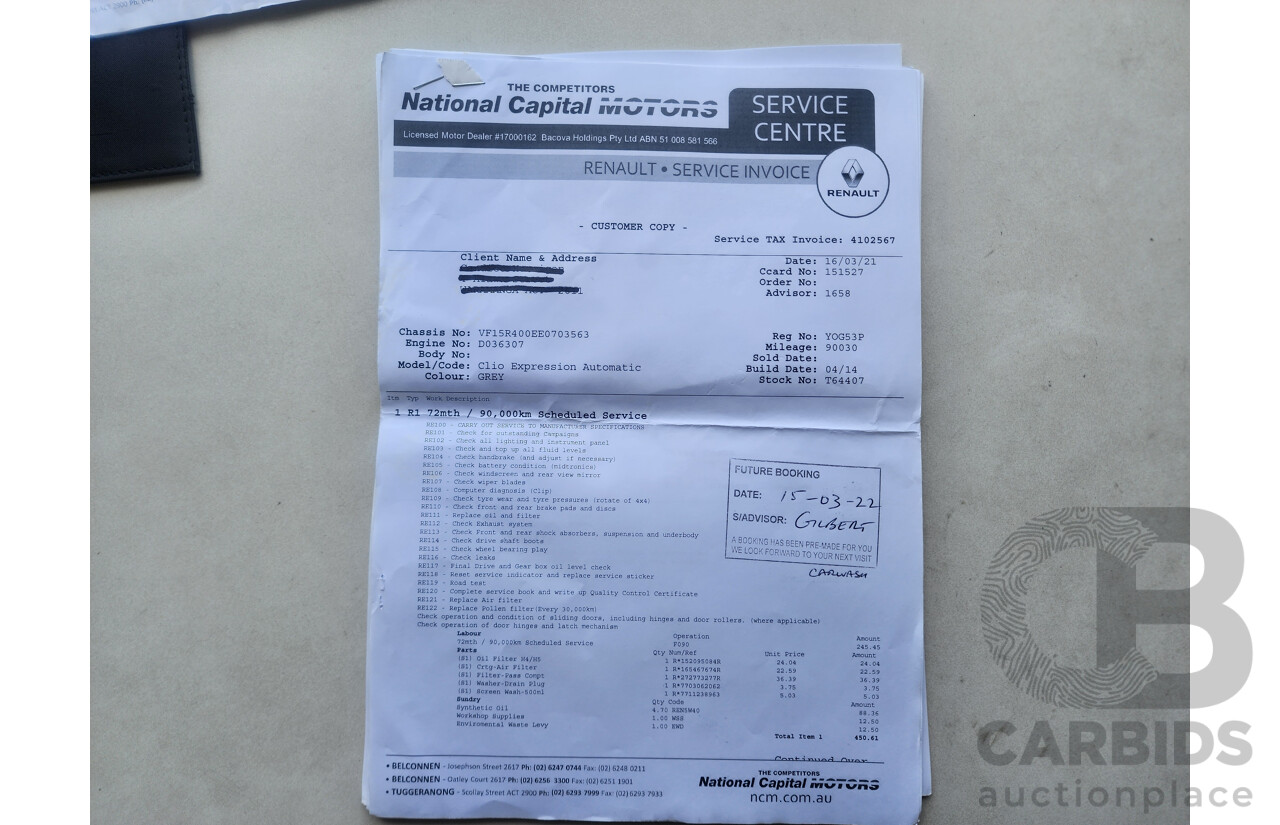 6/2014 Renault Clio Expression X98 5d Hatchback Grey 1.2L