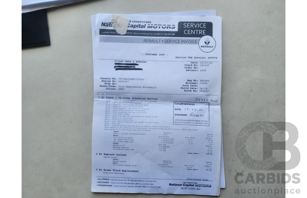 6/2014 Renault Clio Expression X98 5d Hatchback Grey 1.2L