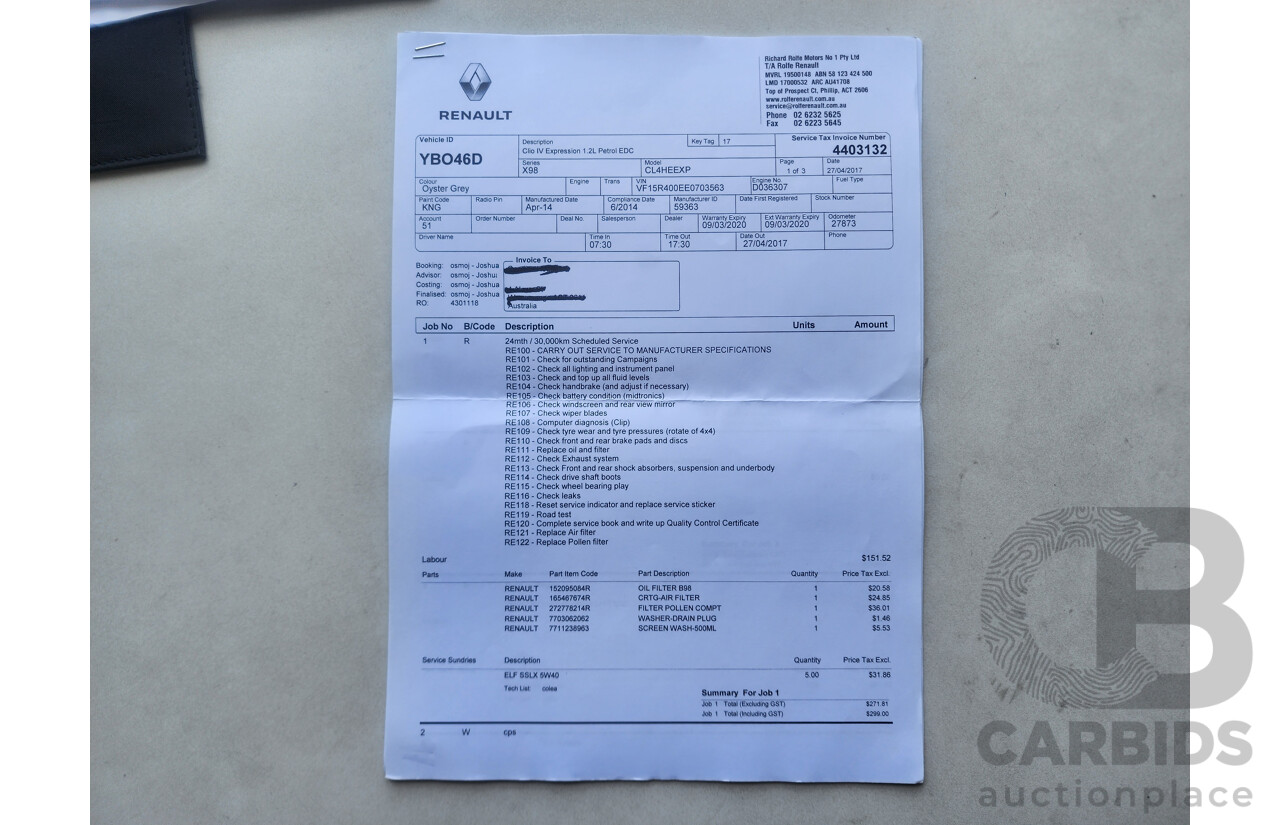 6/2014 Renault Clio Expression X98 5d Hatchback Grey 1.2L