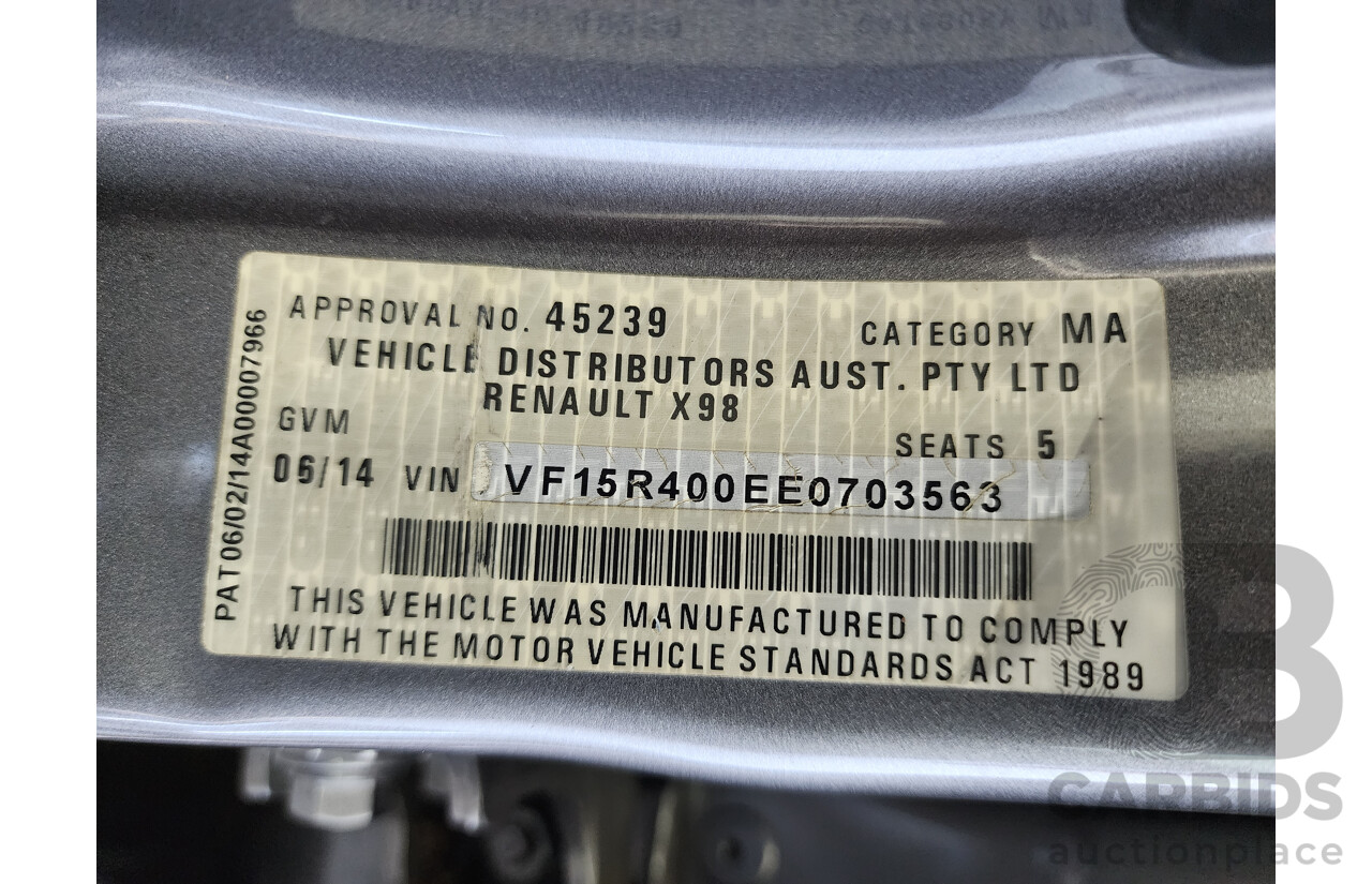 6/2014 Renault Clio Expression X98 5d Hatchback Grey 1.2L