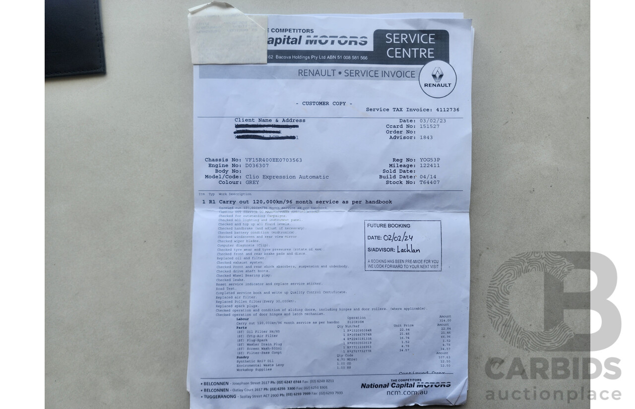 6/2014 Renault Clio Expression X98 5d Hatchback Grey 1.2L