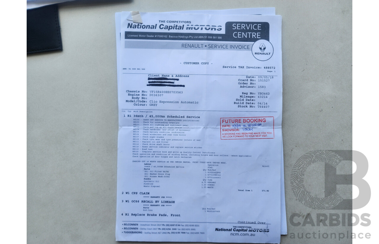 6/2014 Renault Clio Expression X98 5d Hatchback Grey 1.2L