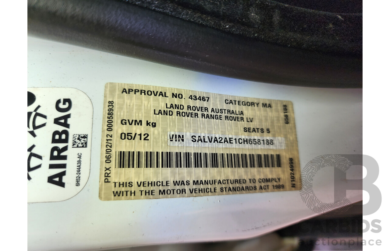 5/2012 Range Rover Evoque SD4 Dynamic LV 5d Wagon White 2.2L