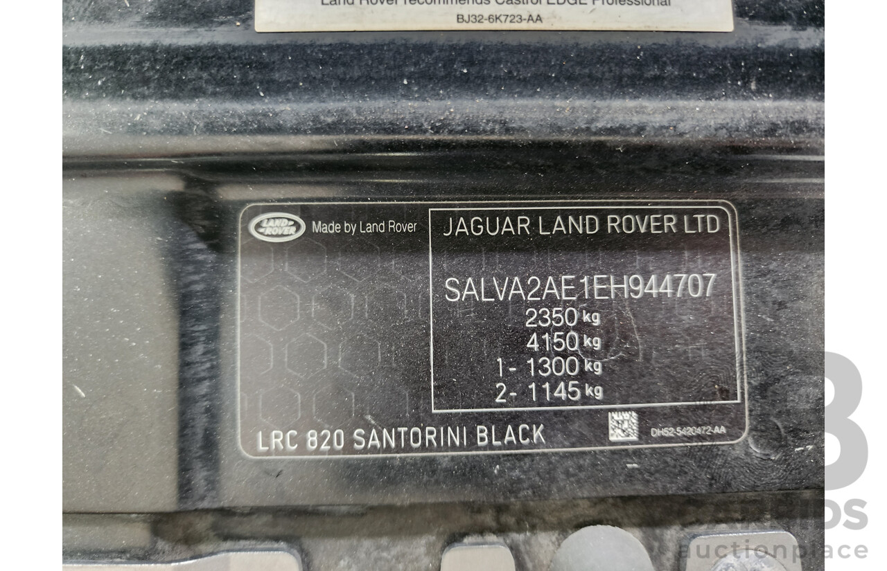 6/2014 Range Rover Evoque SD4 PURE LV MY14 5d Wagon Black 2.2L