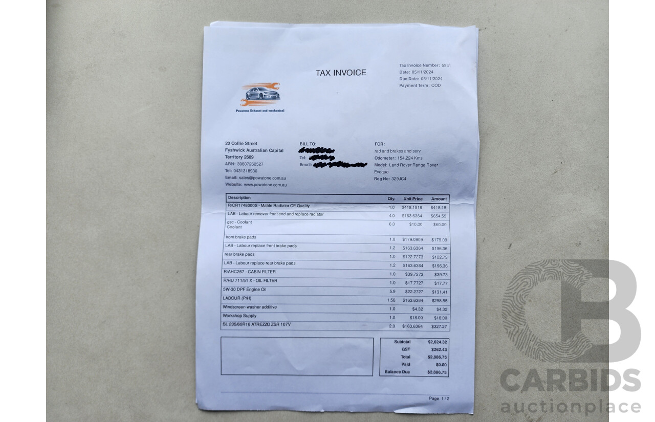 6/2014 Range Rover Evoque SD4 PURE LV MY14 5d Wagon Black 2.2L