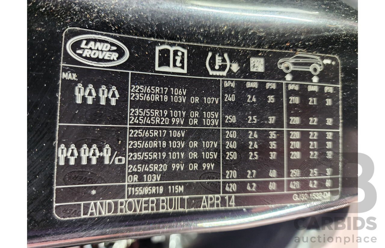 6/2014 Range Rover Evoque SD4 PURE LV MY14 5d Wagon Black 2.2L