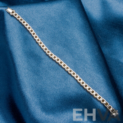 925 Sterling Silver Tennis Bracelet with Round Citrines. Length - 18.5cms