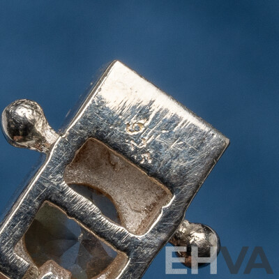 925 Sterling Silver Tennis Bracelet with Round Citrines. Length - 18.5cms