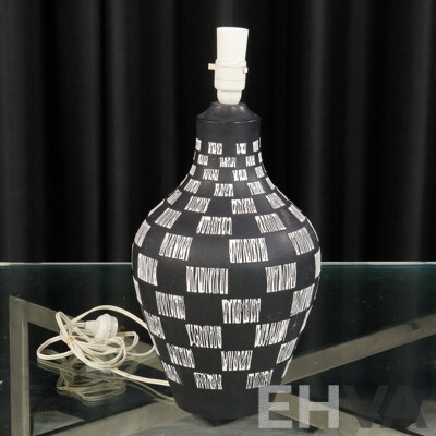 Vintage Black and White Checkered Ceramic Table Lamp