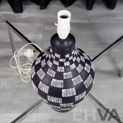 Vintage Black and White Checkered Ceramic Table Lamp