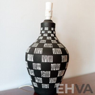 Vintage Black and White Checkered Ceramic Table Lamp