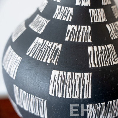 Vintage Black and White Checkered Ceramic Table Lamp