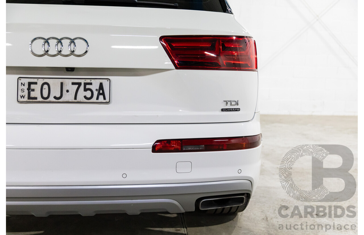 08/2018 Audi Q7 3.0 TDI Quattro (160kW AWD) 4M MY18 4d Wagon Carrara White Turbo Diesel V6 3.0L - 7 Seater