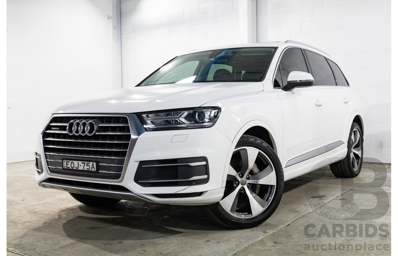 08/2018 Audi Q7 3.0 TDI Quattro (160kW AWD) 4M MY18 4d Wagon Carrara White Turbo Diesel V6 3.0L - 7 Seater
