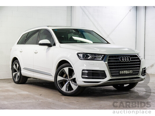 08/2018 Audi Q7 3.0 TDI Quattro (160kW AWD) 4M MY18 4d Wagon Carrara White Turbo Diesel V6 3.0L - 7 Seater
