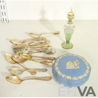 Assorted Collection of Sundry Items Including Jasperware, Silver Plated Tableware, & More