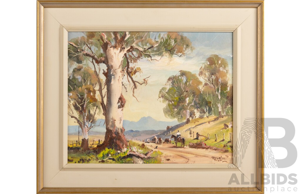 Douglas Pratt, (20th Century, Australian, 1900-1972), The Liverpool Range, Beautiful Vintage Original Oil on Canvas Board, 43 x 51 cm (frame)