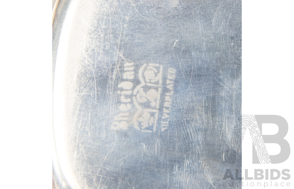 Nine Piece Collection of Mixed Silver Plated, Pewter & Glass Tableware Including Samovar, Sheridan Butter Dish & Jefferson Cups