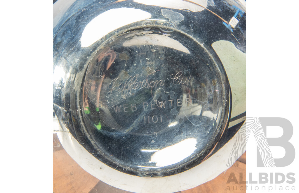 Nine Piece Collection of Mixed Silver Plated, Pewter & Glass Tableware Including Samovar, Sheridan Butter Dish & Jefferson Cups