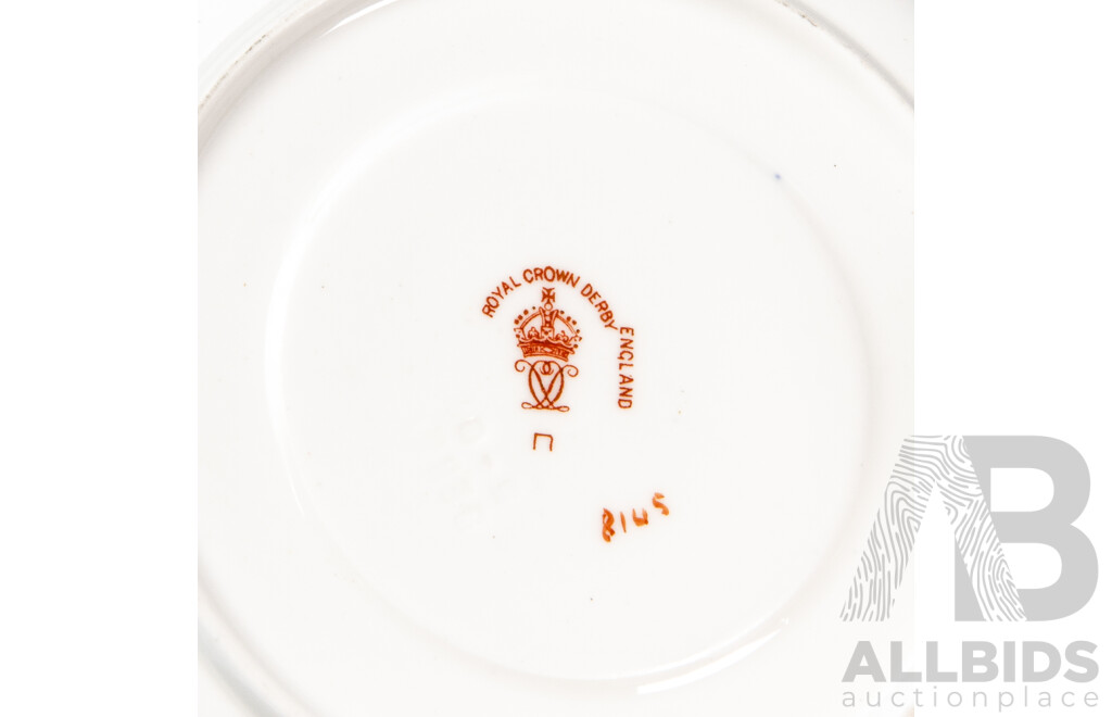 11 Piece Porcelain Royal Crown Derby Imari Teacup & Saucer Set