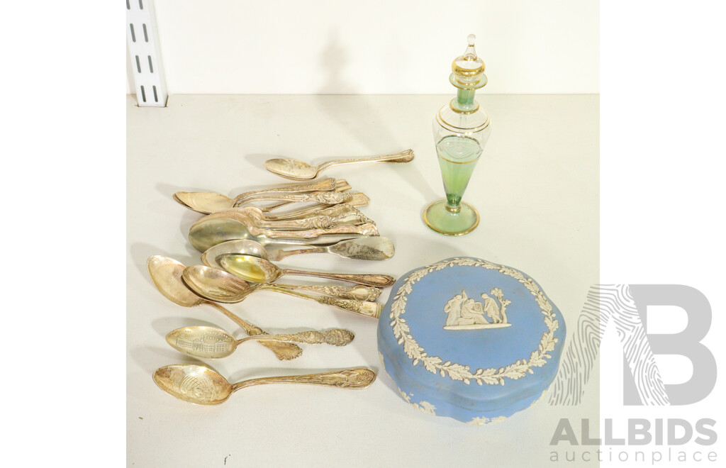 Assorted Collection of Sundry Items Including Jasperware, Silver Plated Tableware, & More