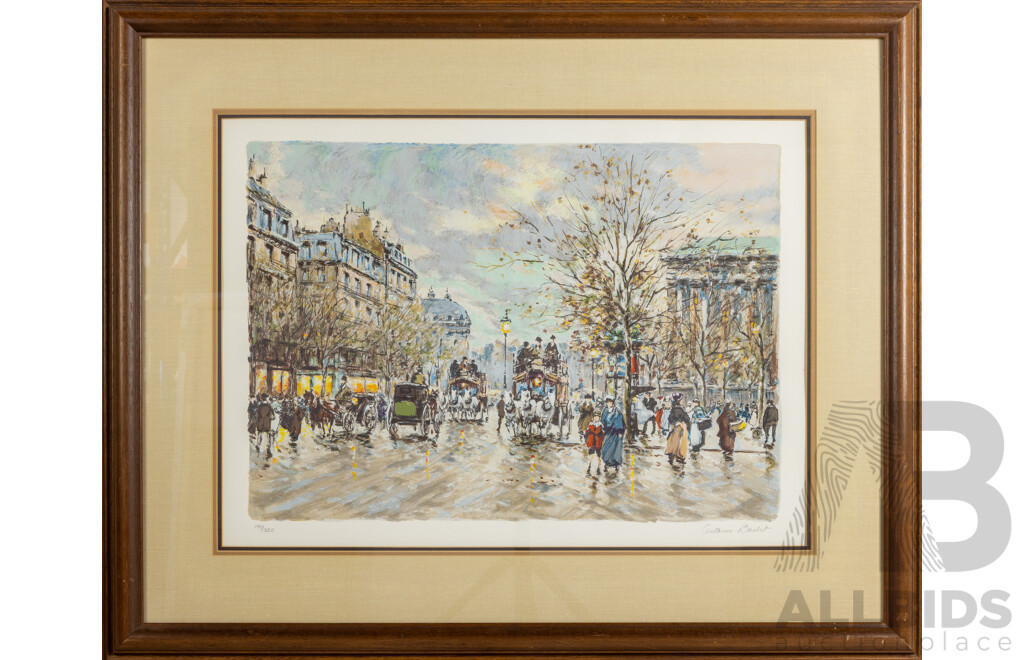 Antoine Boulet (20th Century, French), La Palais Royale, Vintage Colour Hand Signed Serigraph, 72 x 90 cm (frame)