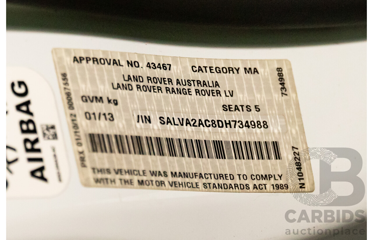 1/2013 Range Rover Evoque TD4 Pure LV MY13 5d Wagon Fuji White Turbo Diesel 2.2L