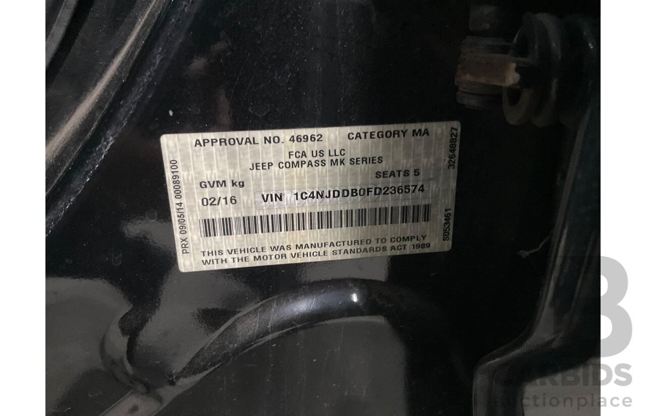 03/2016 Jeep Compass Limited (4x4) MK MY15 4d Wagon Brilliant Black Crystal Pearl 2.4L